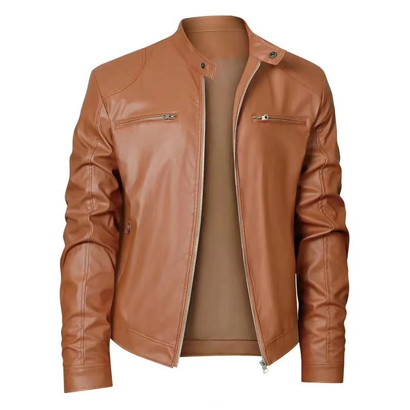 Gentleman's Warm Zipper Leather Coat