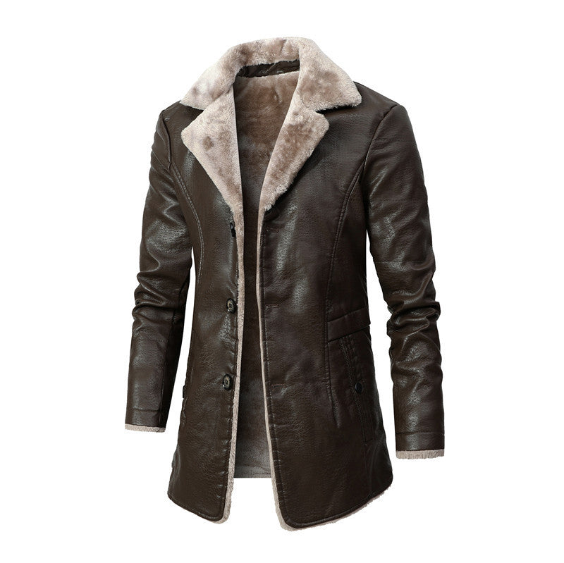 Men’s Winter Fleece Leather Jacket