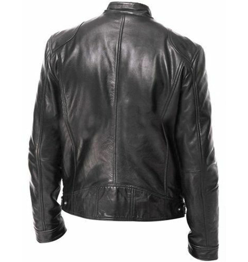 Gentleman's Warm Zipper Leather Coat