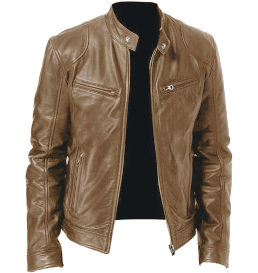 Gentleman's Warm Zipper Leather Coat