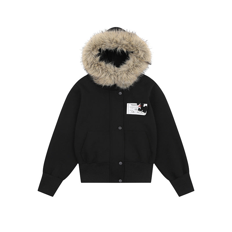 Big Fur Collar Three-dimensional Decorative Hooded Jacket