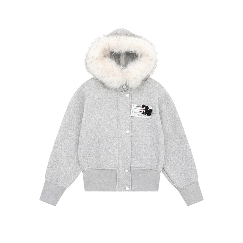 Big Fur Collar Three-dimensional Decorative Hooded Jacket