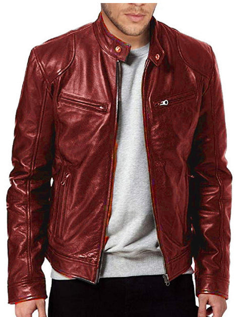 Gentleman's Warm Zipper Leather Coat
