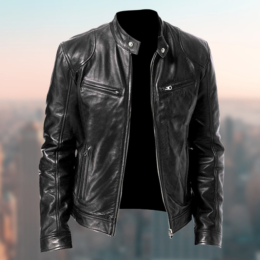 Gentleman's Warm Zipper Leather Coat