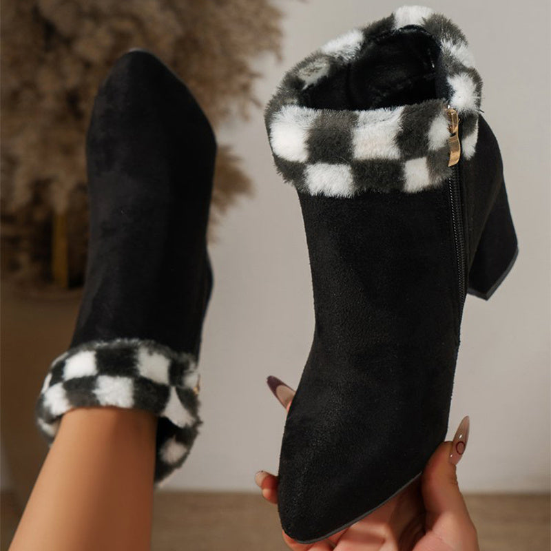 Women’s Plaid Suede Ankle Boots
