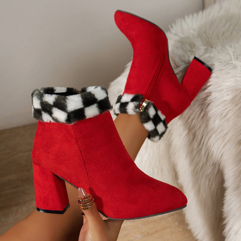 Women’s Plaid Suede Ankle Boots