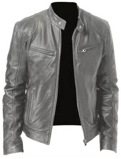 Gentleman's Warm Zipper Leather Coat