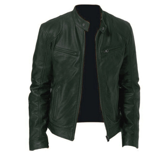 Gentleman's Warm Zipper Leather Coat