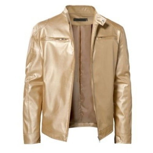 Gentleman's Warm Zipper Leather Coat