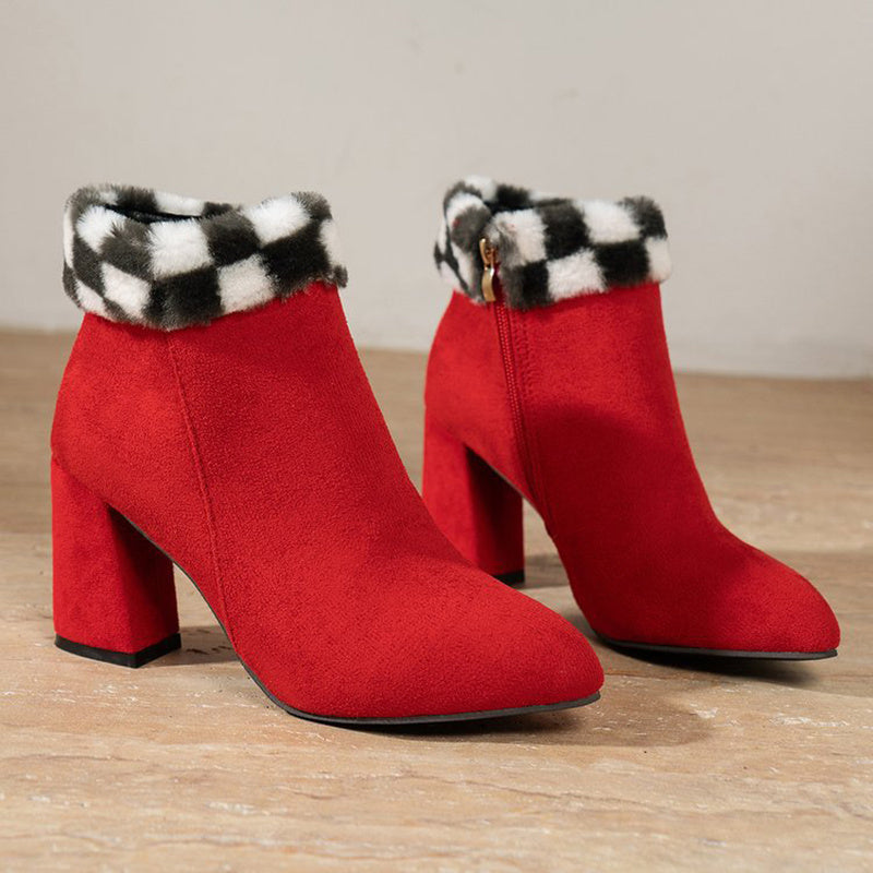 Women’s Plaid Suede Ankle Boots