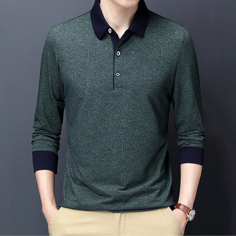 Men's Long Sleeve Lapel Loose Polo Shirt