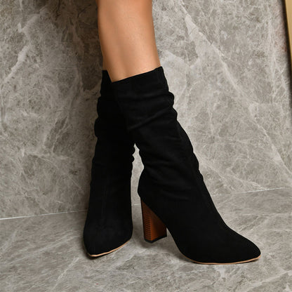 Women’s Suede Block Heel Winter Boots