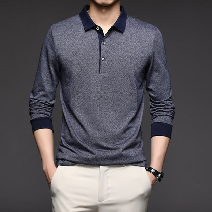 Men's Long Sleeve Lapel Loose Polo Shirt