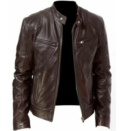 Gentleman's Warm Zipper Leather Coat