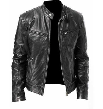 Gentleman's Warm Zipper Leather Coat
