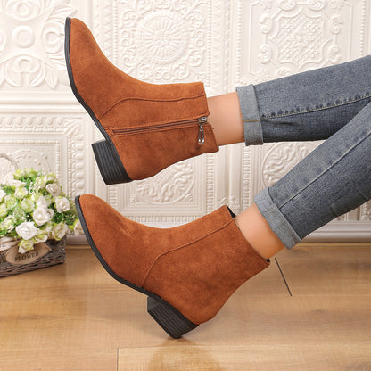 Suede Dr Martens Chunky Heel Short Women's Boots