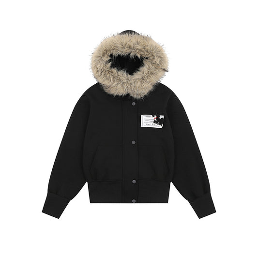 Big Fur Collar Three-dimensional Decorative Hooded Jacket