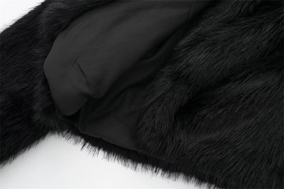 Artificial Fur Effect Polo Collar Jacket