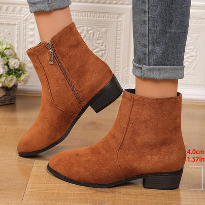 Suede Dr Martens Chunky Heel Short Women's Boots