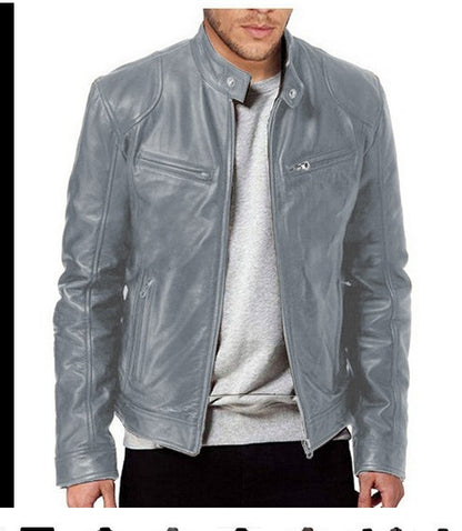 Gentleman's Warm Zipper Leather Coat