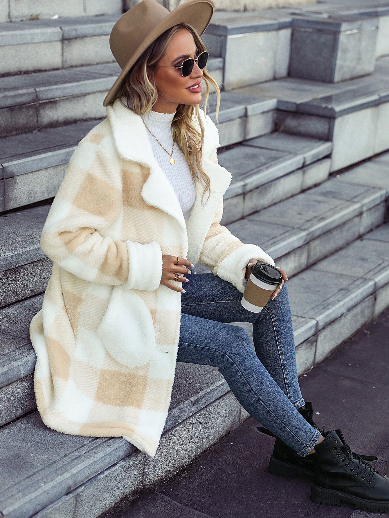 Women's New Plaid Printed Coat