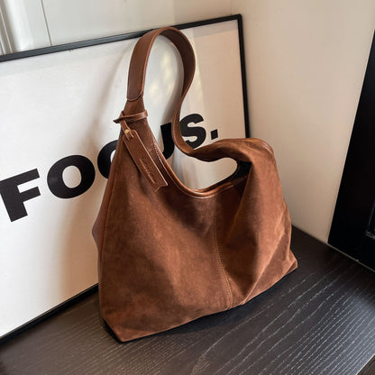 Vintage Suede Stitching Pu Shoulder Bag For Women