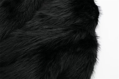 Artificial Fur Effect Polo Collar Jacket