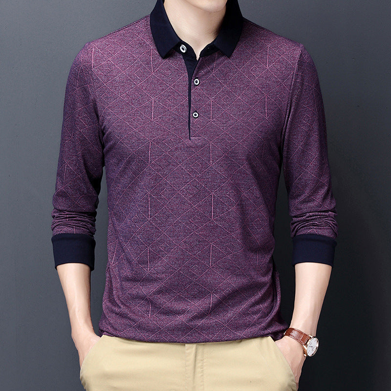 Men's Long Sleeve Lapel Loose Polo Shirt