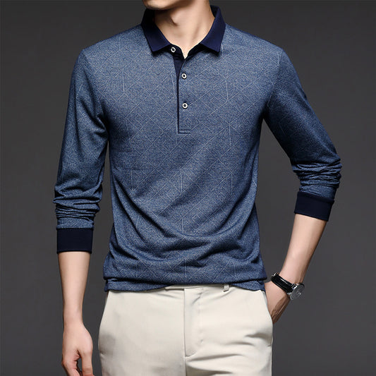Men's Long Sleeve Lapel Loose Polo Shirt