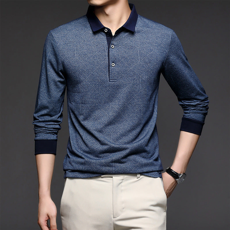 Men's Long Sleeve Lapel Loose Polo Shirt