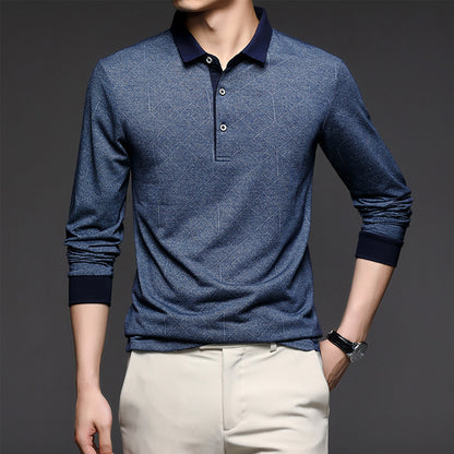 Men's Long Sleeve Lapel Loose Polo Shirt