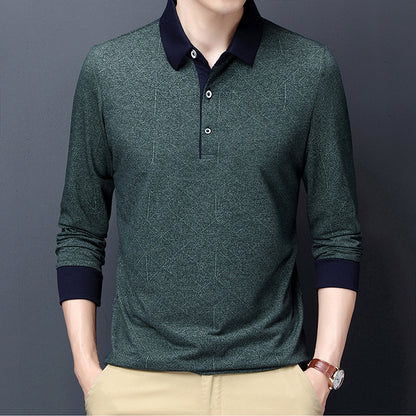 Men's Long Sleeve Lapel Loose Polo Shirt